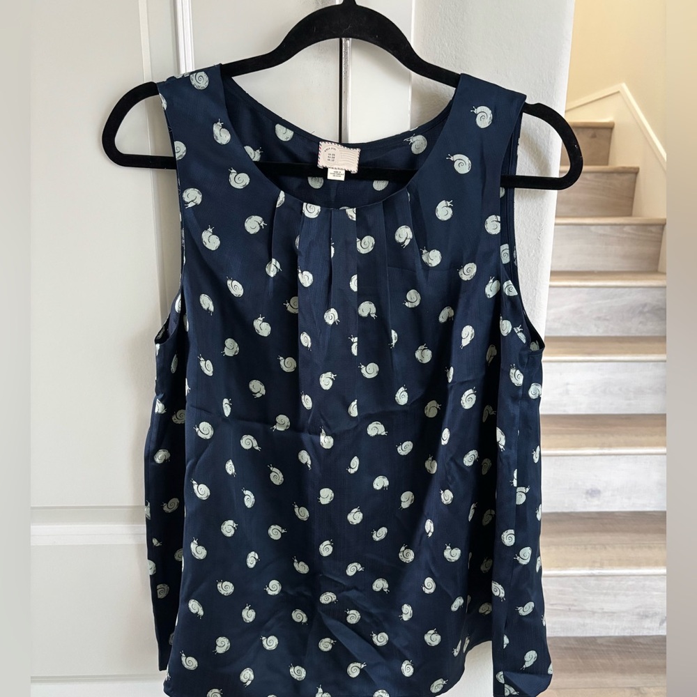 ANTHROPOLOGIE Navy Snail Print Sleeveless Top - Picture 2 of 11